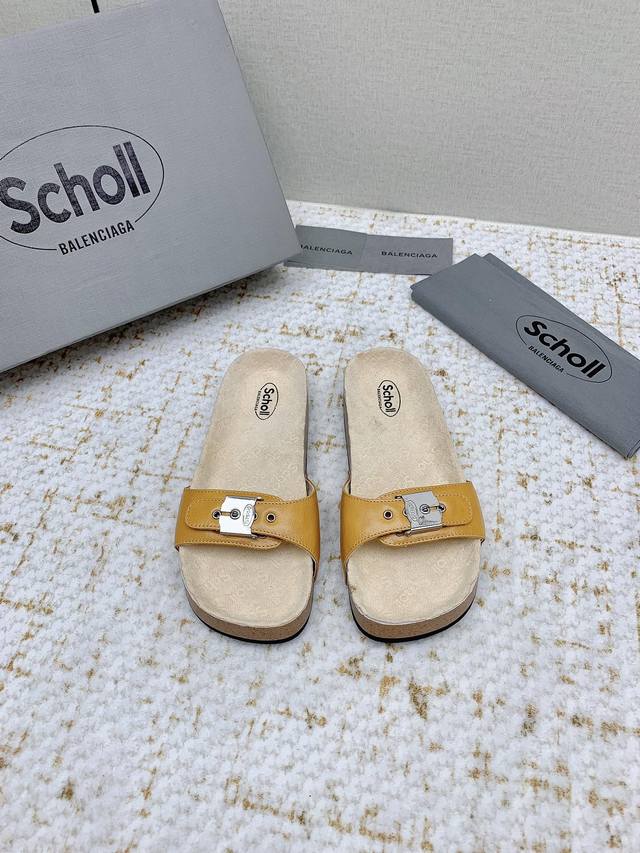 Factory High Version Scholl X Balenciaga 25 Round Toe Flat 520 Limited Series Co