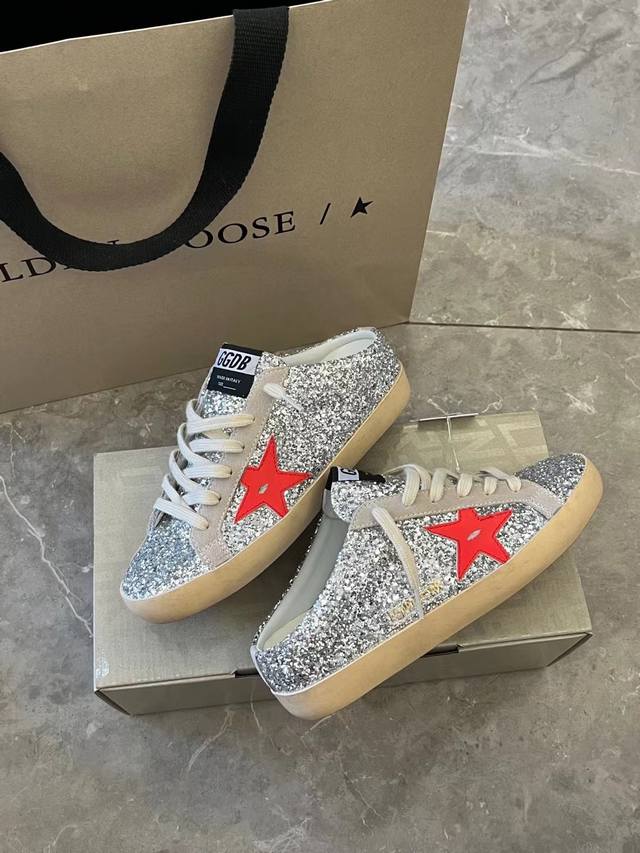 Long-Term Production. Order Inquiry Sequined Red Star Half-Slippers Couple Style