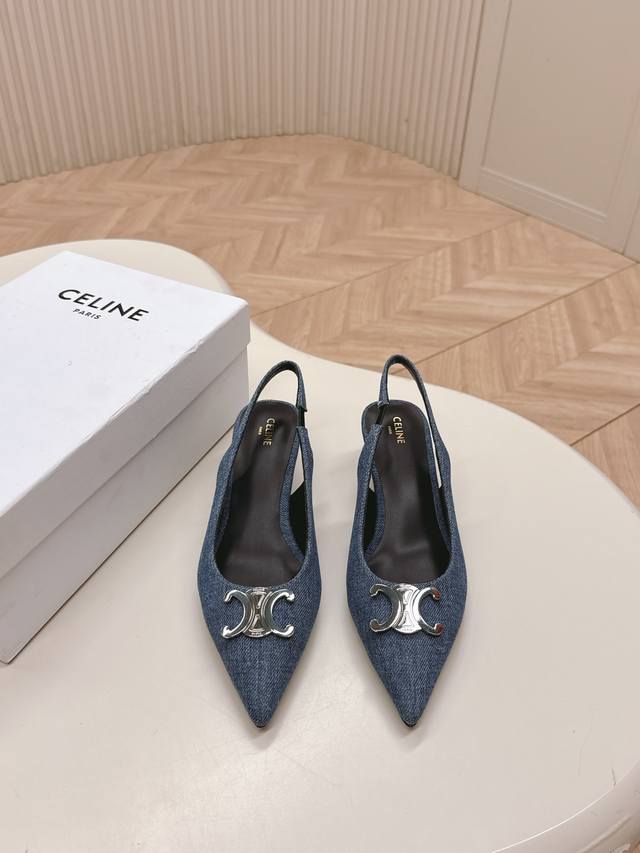 Factory Celine 25 New Color New Arc De Triomphe Cat Heel Sandals For Women Metal