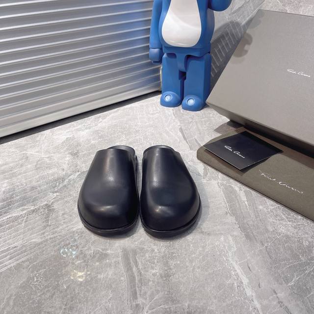 Plain Rickowens Owens Couple Slippers Suede Black Annual Shoe King Distinguish A