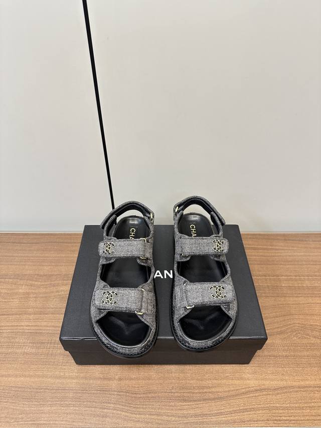 chanel 2025Ss New Denim Chanel Beach Sandals Top Quality Counter One Of The C