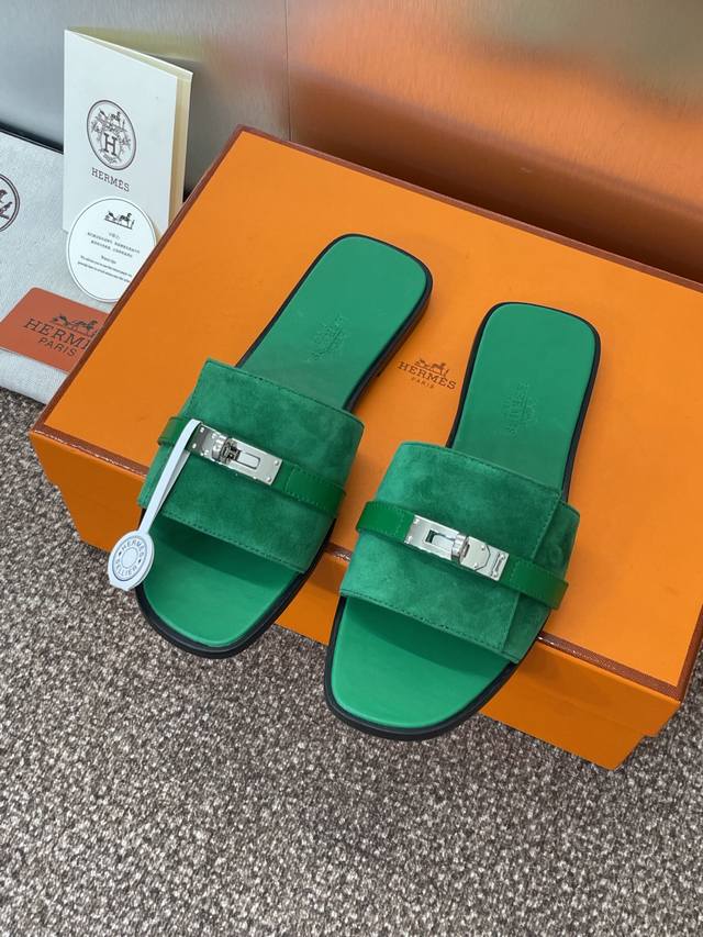 Factory P Price P Flat Thick Heel Hermes Spring And Summer Classic Giulia Thick