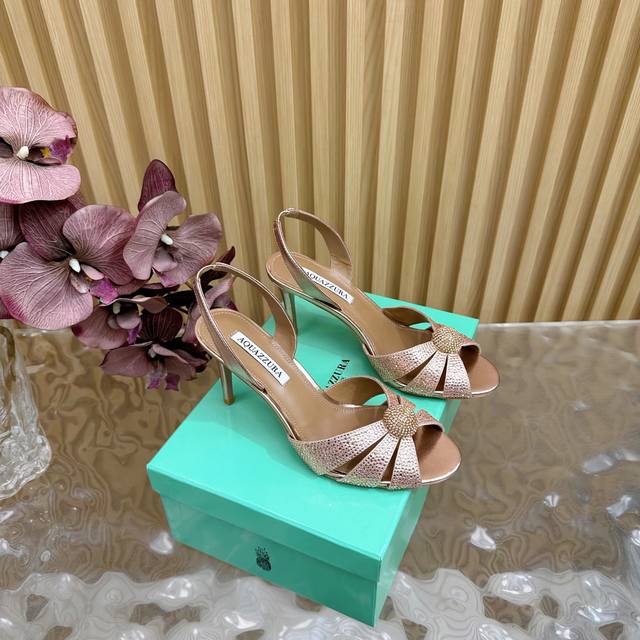 aquazzura 2025 New Top Version Pineapple Ladies Flower High Heel Sandals Orig