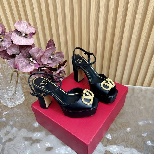 valentinvalentin Classic Big V Buckle High Heeled Sandals With Waterproof Pla