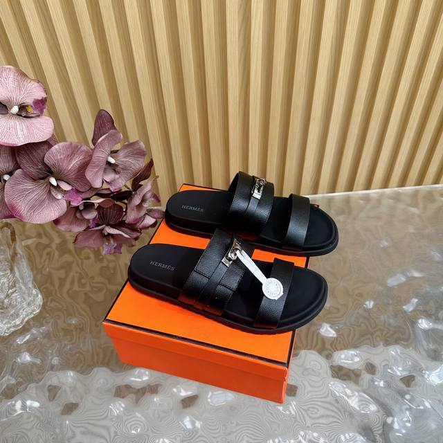Purchasing Level Hermes 2025 Latest Big H Buckle Herringbone Buckle Erjiu Slippe
