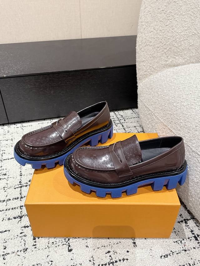 Couple's Top Version Louis Vuitton 25 Checker Couple's Thick-Soled Casual Loafer