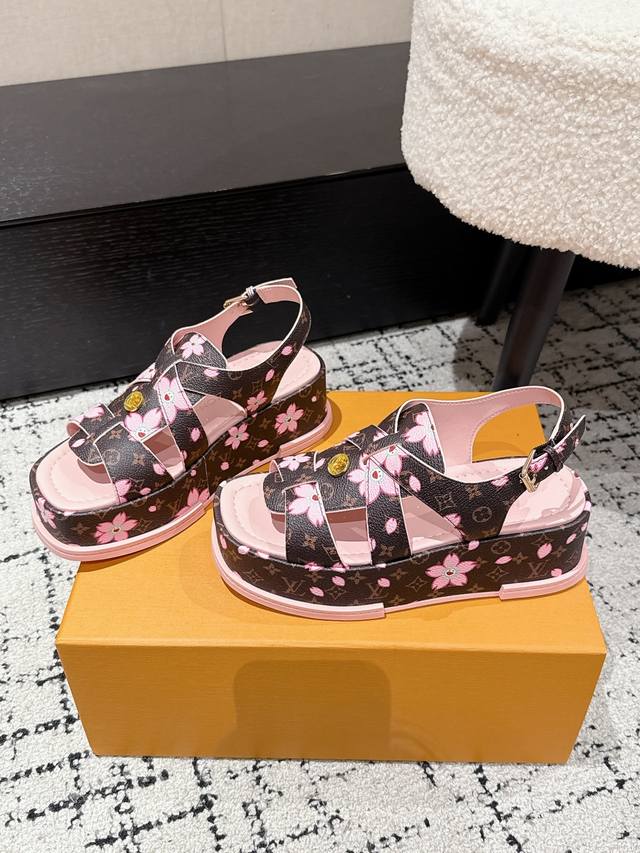 Leather Denim Louisvuitton 25 Summer Limited Edition Cherry Style Flat Sandals T