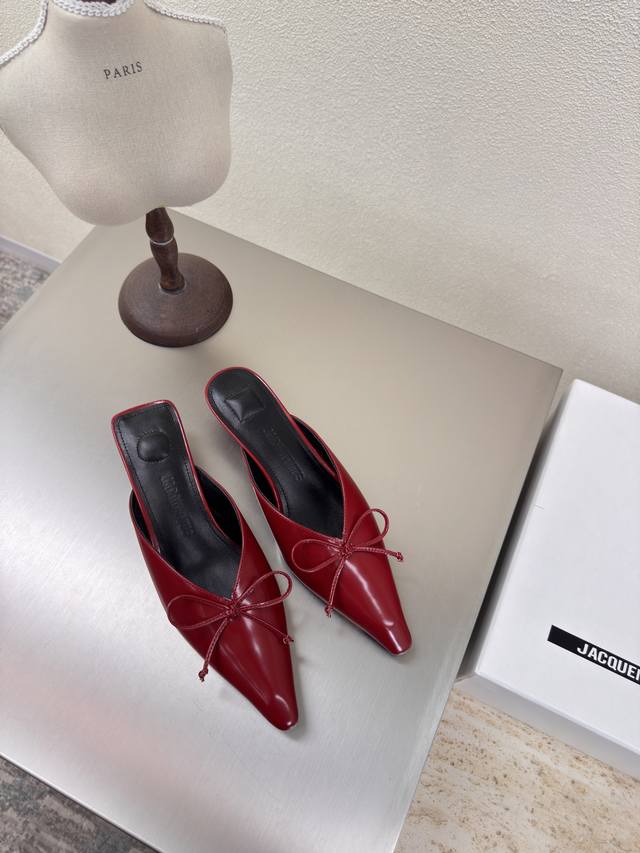 jacquemus25Ss Pointed Simple Bow Slippers Simple Bow Decoration Back Shoes Bu