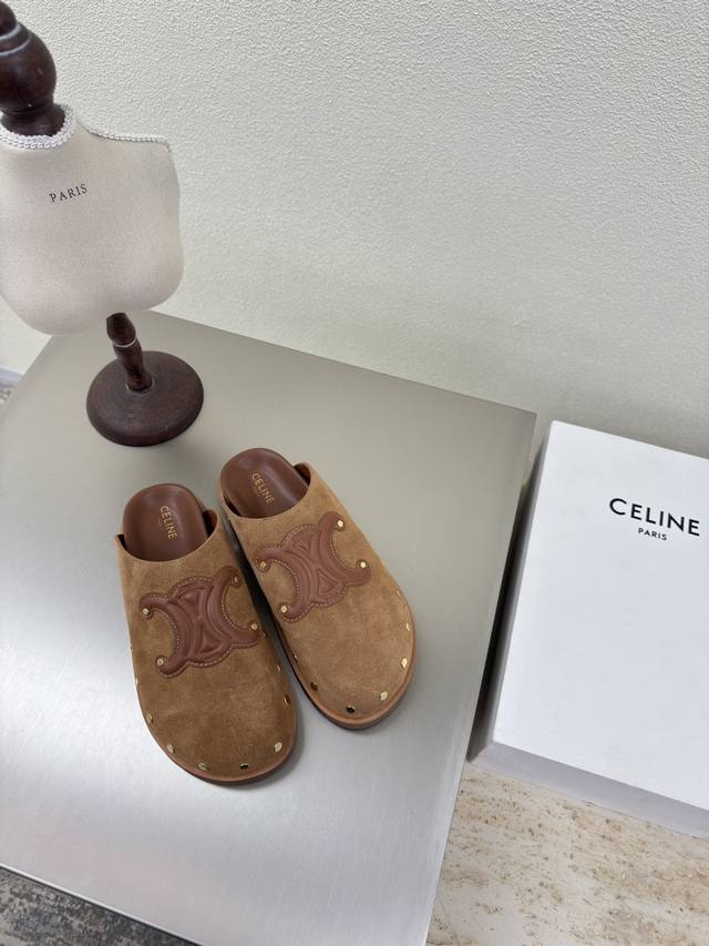 celine Summer Exclusive Arc De Triomphe Series Thick-Soled Closed-Toe Rivet S