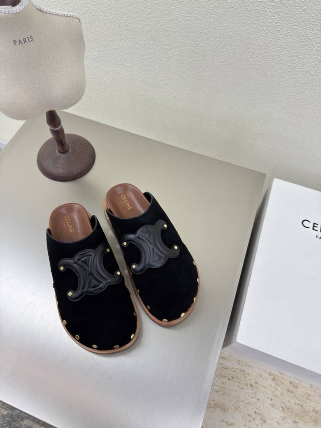 celine Summer Exclusive Arc De Triomphe Series Thick-Soled Closed-Toe Rivet S