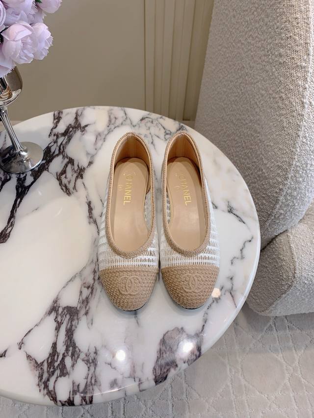 Factory Price P Chane* New Woven Hollow Ballet Shoes Timeless Classic Style Comf