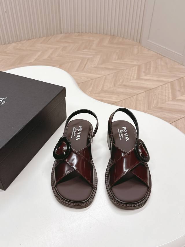 High Version Prada Ss25 Spring And Summer New Backless Sandals The Upper Is Pain