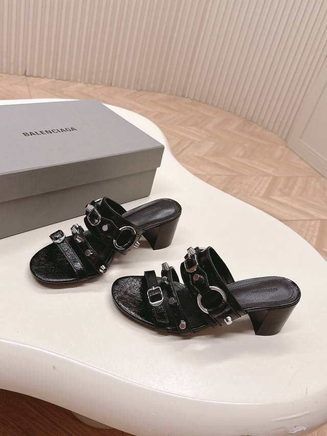 balenciaga Punk Style Sandals Series High Heels Balenciaga Unique Rivet Eleme