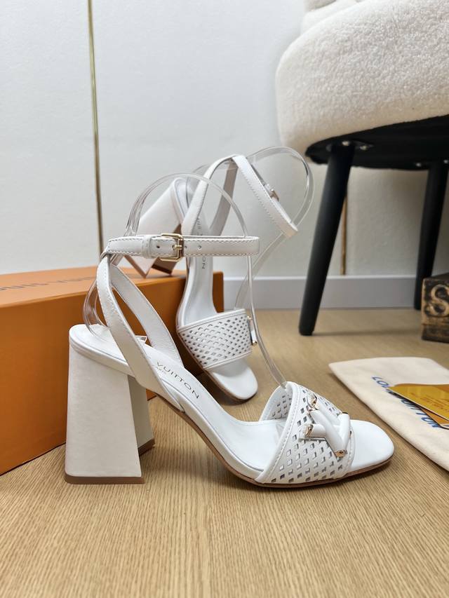 louis Vuitton 2025 The Latest Punching One-Strap Thick-Heeled Sandals Series