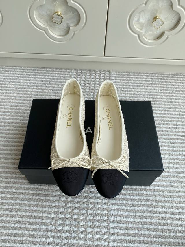 chane* Chanel 25Ss Classic Ballet Woven Single Shoes New Color 1:1 Cut From T