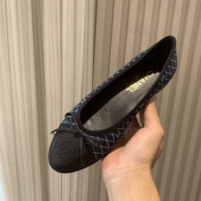chane* Chanel Classic Color-Blocked Bow Ballet Flats Timeless Classic, Full O
