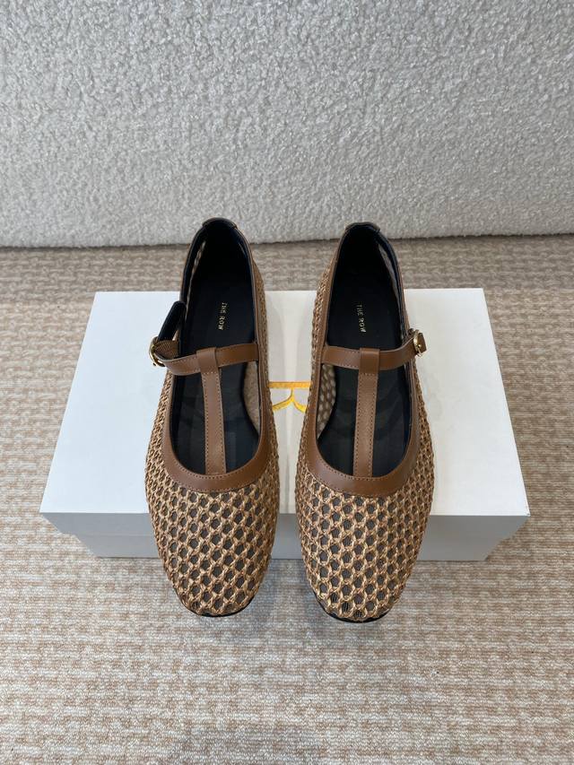 Made In Dongguan The Row 25Ss Mesh Breathable Ballet Flats Single Shoes Full Of