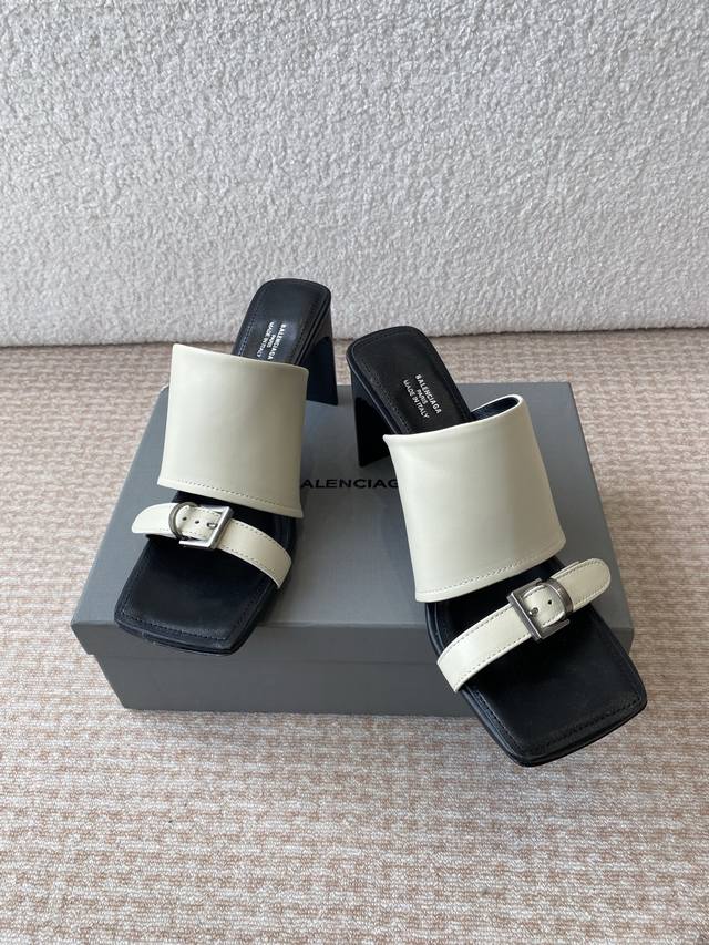 balenciaga Balenciaga 25Ss New Summer High-Heeled Square-Toed Slippers That A