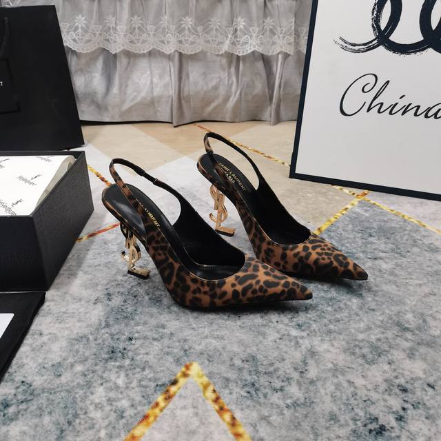 New Ysl Top High Version New Logo Letter Heel High Heel Sandals Synchronized On