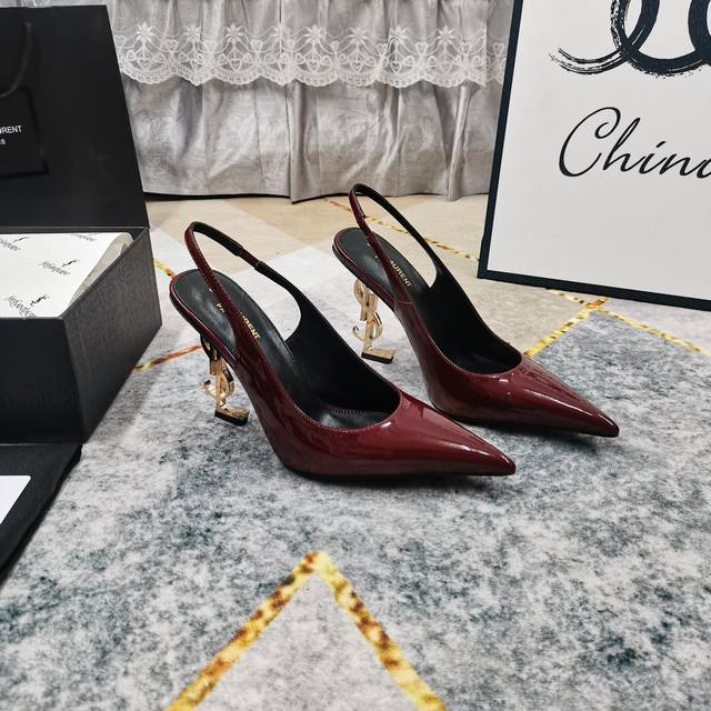 New Ysl Top High Version New Logo Letter Heel High Heel Sandals Perfect Details