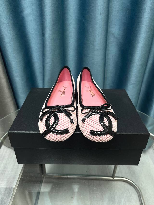 Factory Price Chane* Chanel Classic Big Double C Bow Ballet Shoes Let's Be A Goo