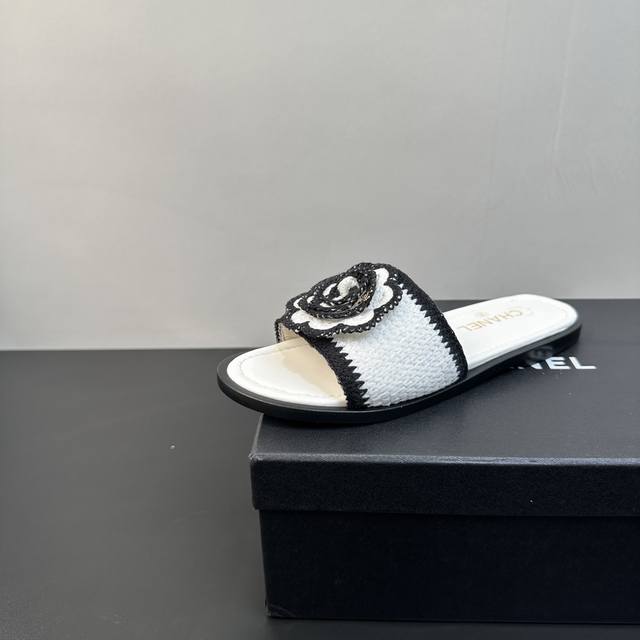 chanel Chanel Chanel Style Early Spring New Woolen Woven Flower Flat Slippers