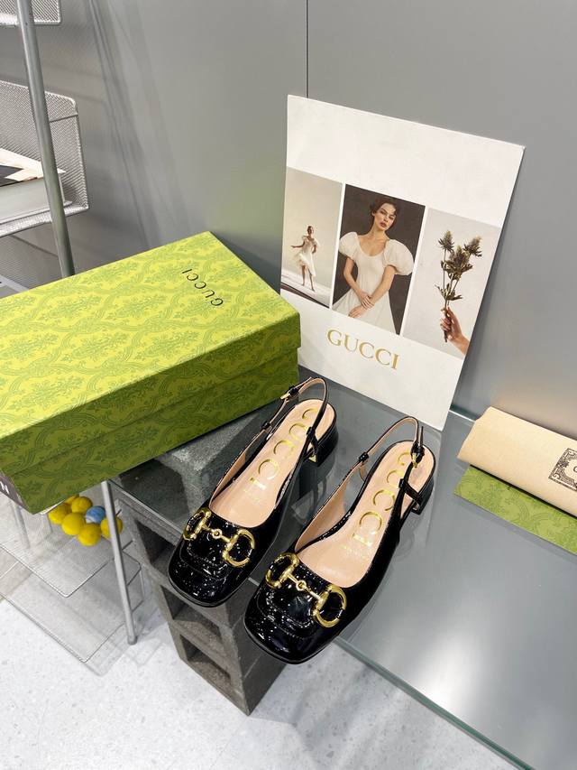 Factory P Price Gucci Early Spring New Horsebit Thick Heel Single Shoes Retro Sq