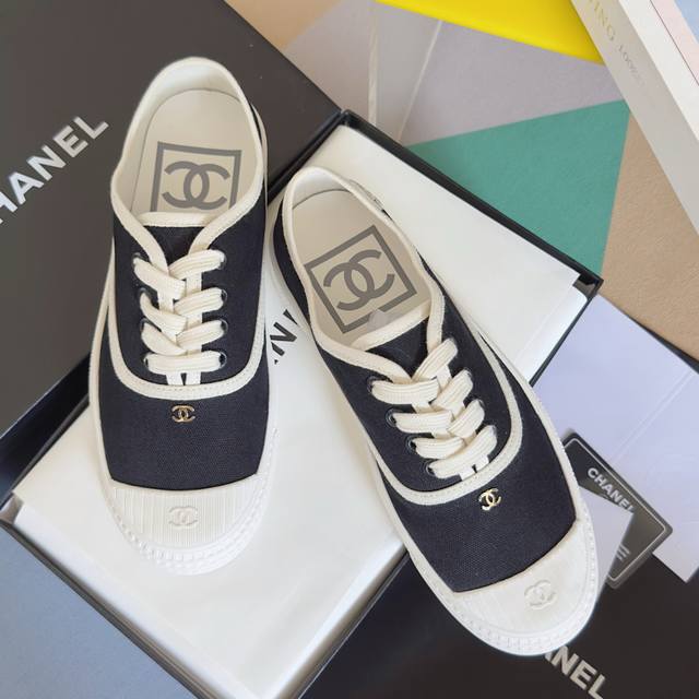 Top Version Women's Chanel Chanel Canvas Vintage Style Canvas Casual Sports Shoe