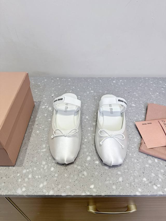 Silk Miu Miu 25Ss Spring And Summer New Ballet Half Slippers Miu Miu Integrates