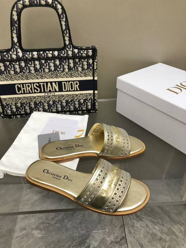 Early Spring New Women's Shoes Cd Letter Logo Flat Color Matching Flip Flops Top