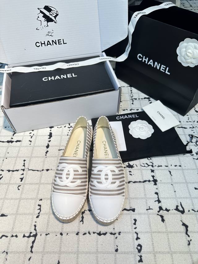 Apricot Grey Digital Printed Stripes Chanel Fisherman Shoes Are The Best-Looking
