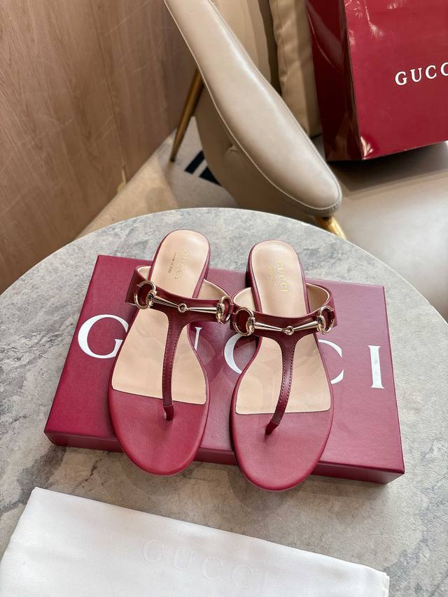 5760-1 Burgundy P 35-42 This Women's Thong Sandal Features Classic Horsebit D