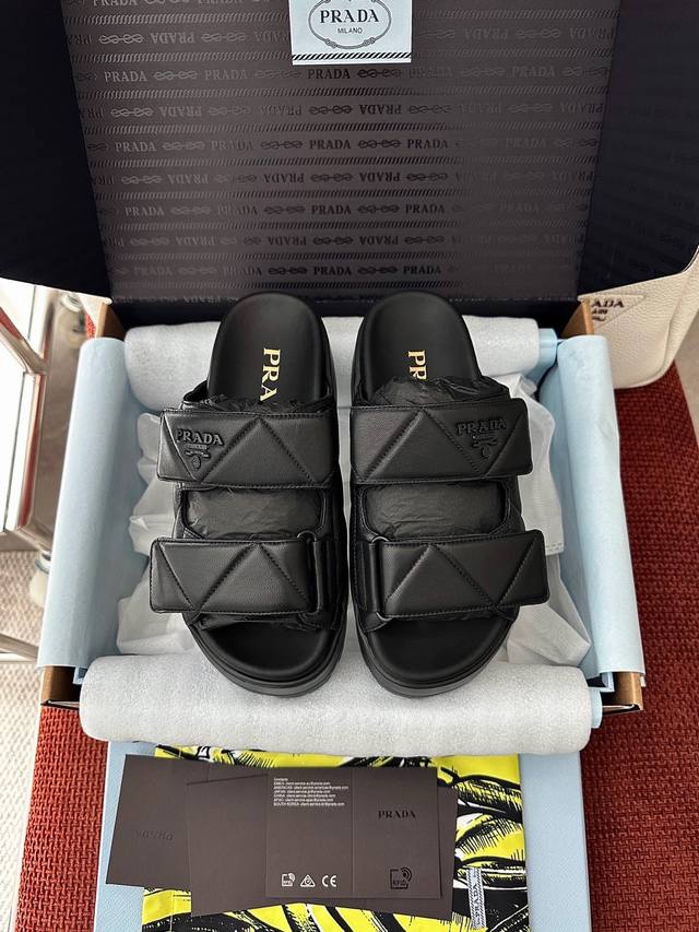 Made In Dongguan * 25Ss Spring And Summer Nappa Leather Velcro Slippers Original