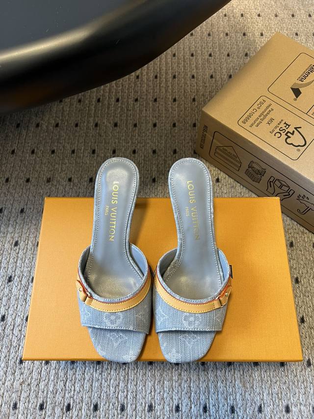 New Color Louisvuitto* 25Ss New Spring And Summer Low-Heeled Sandals Donkey Slip