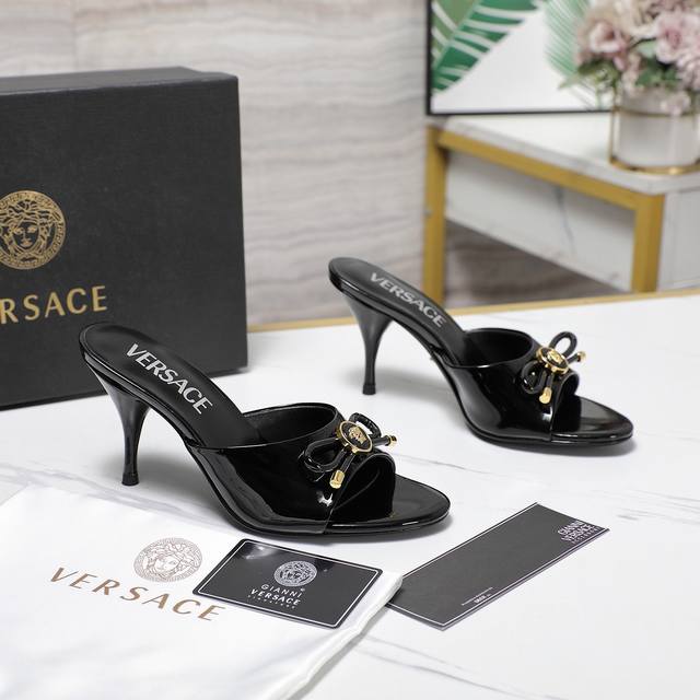 versace Versace 5 New Heel Teresa Original Buckle High-Heeled Sandals And Sli