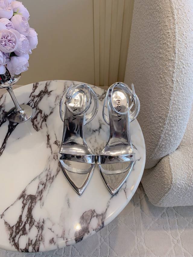 Factory Price P Prad* New Style Pointed Toe High-Heeled Sandals With A Wrap-Arou
