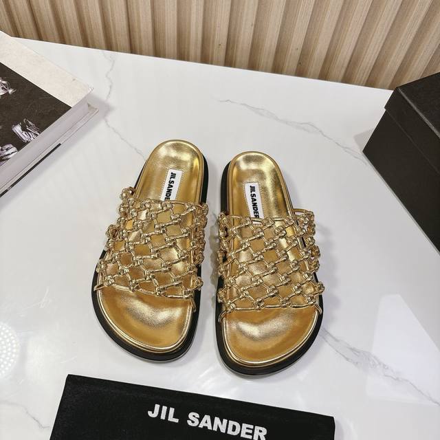 jilsander 25Wf Spring/Summer Fishnet Woven Hollow Slippers I Really Admire Th
