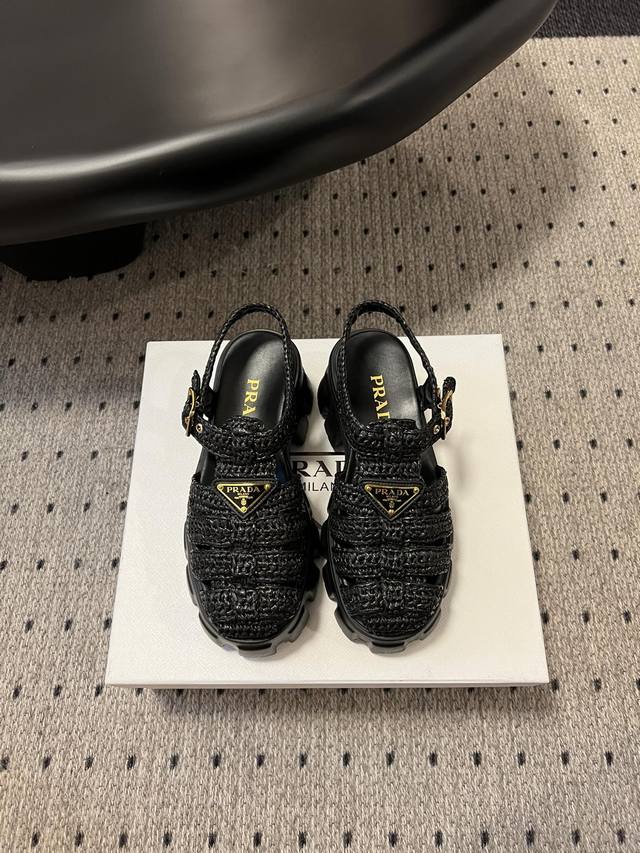 Batch Prad* 24 Thick-Soled Roman Woven Sandals Super Popular Prad* Prada's Lates