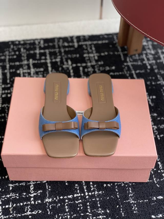 Purchasing Agent Level Miu Miu 25Ss Latest Summer Flat Denim Slippers We've Prep