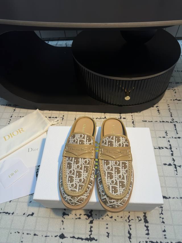 Dior Dior Early Spring Electric Embroidered Logo Cloth Hot-Selling Muller Slippe