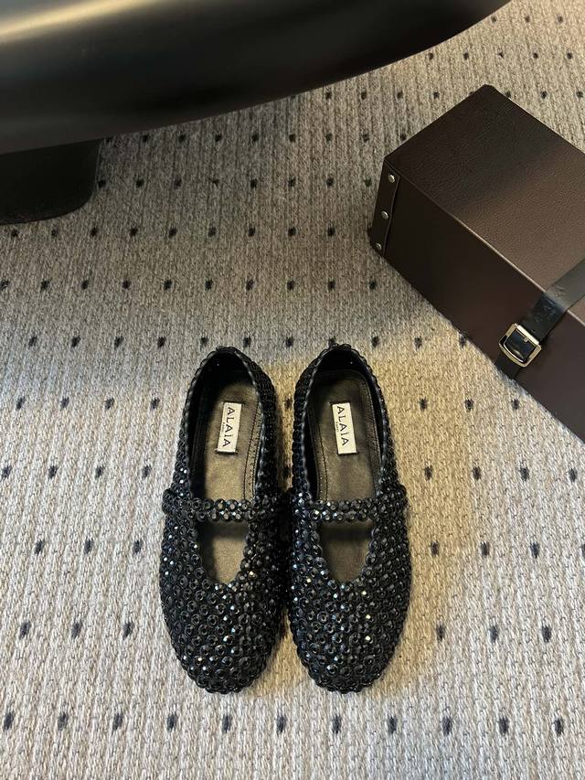 Exclusive New Product Alaia 25 Catwalk Style Flat Glass Diamond Ballet Shoes Aft
