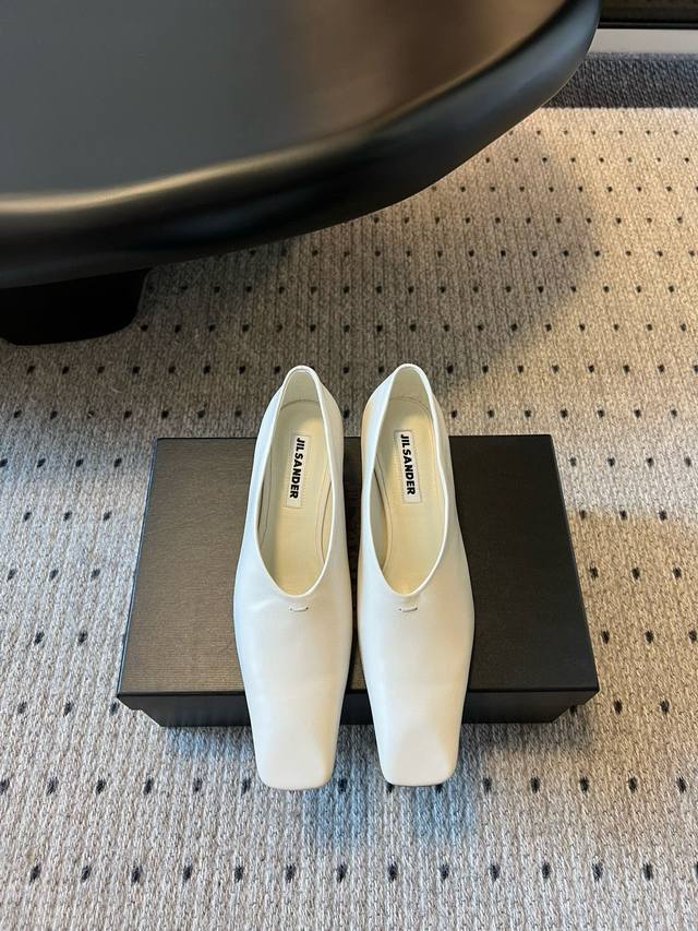 jilsander 25 Crystal Heel Small Square Head Mule Shoes Single Shoes The Lates