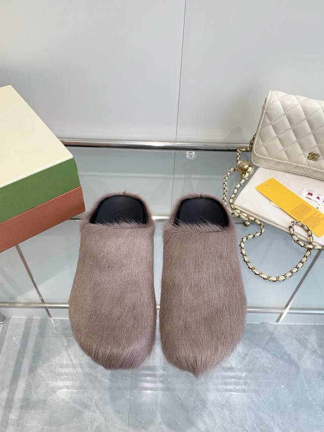 p Female P Male +20 Marni Sabot Horsehair Slippers A Giant Trendy Four-Season