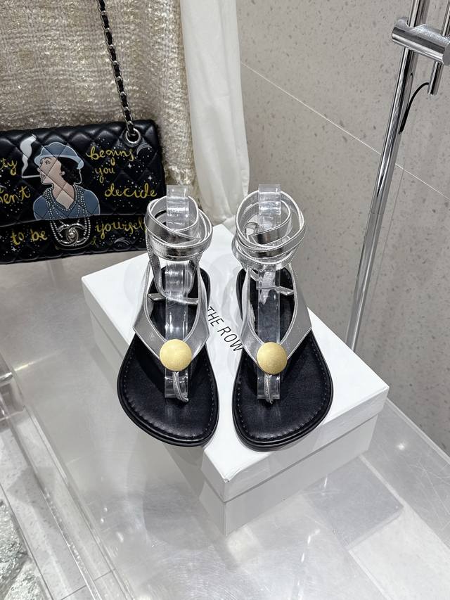 therow Genuine Leather Minimalist Versatile Flat Shoes Flip-Flop Sandals Are