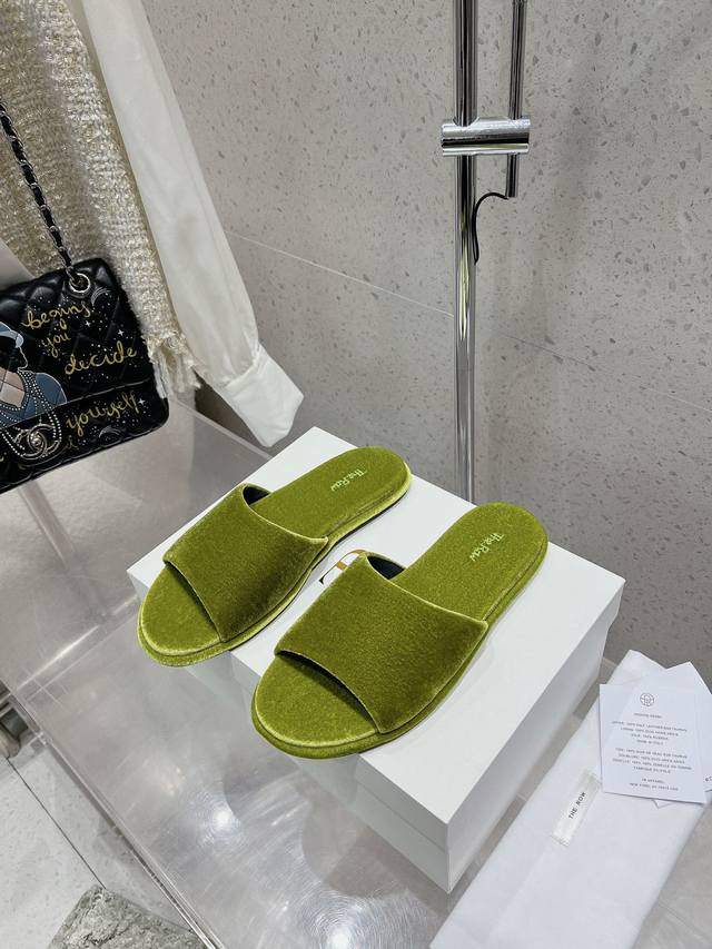therow New Summer Minimalist Fashionable Flat Slippers Imported Velvet Sheeps