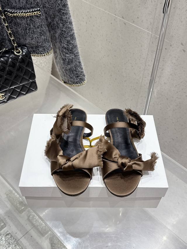 therow 2025 New Braided Bow Slippers French Elegance Online High-End And Fash