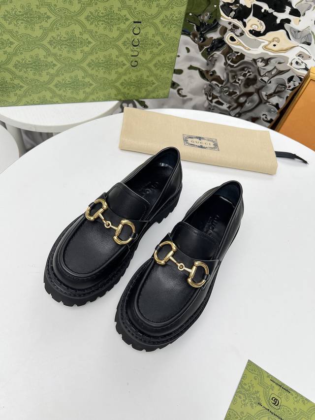 New Arrival 2025 New Version Gucci All-Match Loafers Heel Height 5Cm Fabric: Top