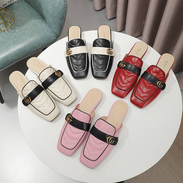Gucci New Slippers Official Website Synchronous Surface Cowhide Lining Sheepskin