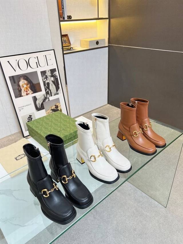 gucci Latest Elastic Ankle Boots Are Available At The Counter. Classic Style