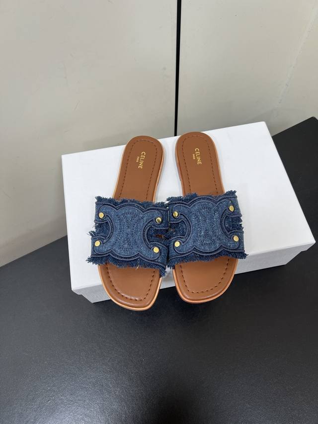 celine Celine Arc De Triomphe Series Tassel Slippers 0 Embroidered Arc De Tri